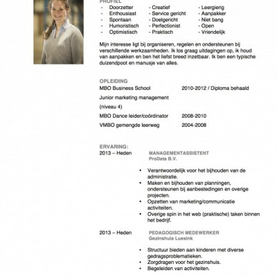 Talentcard van Anne Luesink