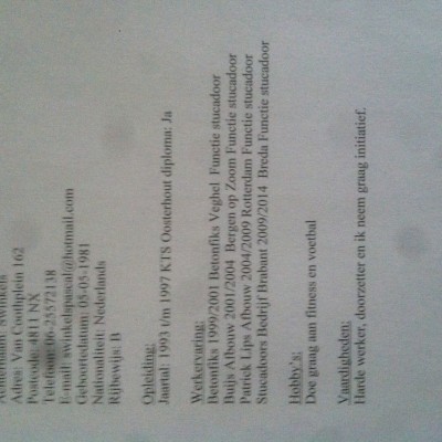 Talentcard van Pascal Swinkels