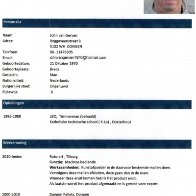 Talentcard van john van gerven