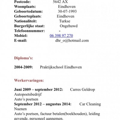 Talentcard van Okan Erdem